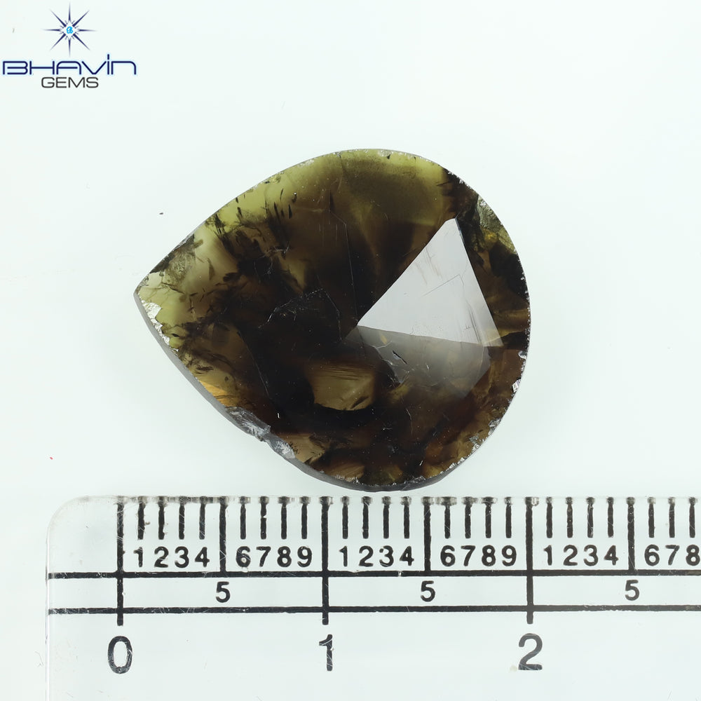6.49 CT Pear Slice Shape Natural Diamond Brown Color I3 Clarity (19.54 MM)