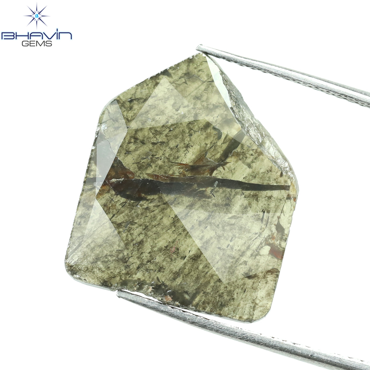 5.43 CT Natural Slice Diamond Greyish Green Color Clarity I3 (18.60 MM)
