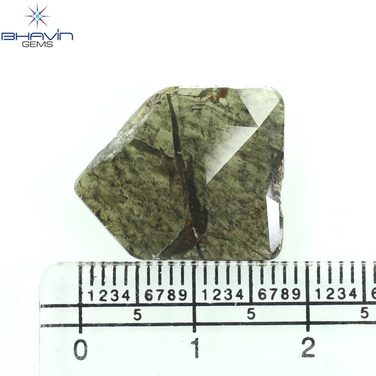 5.43 CT Natural Slice Diamond Greyish Green Color Clarity I3 (18.60 MM)