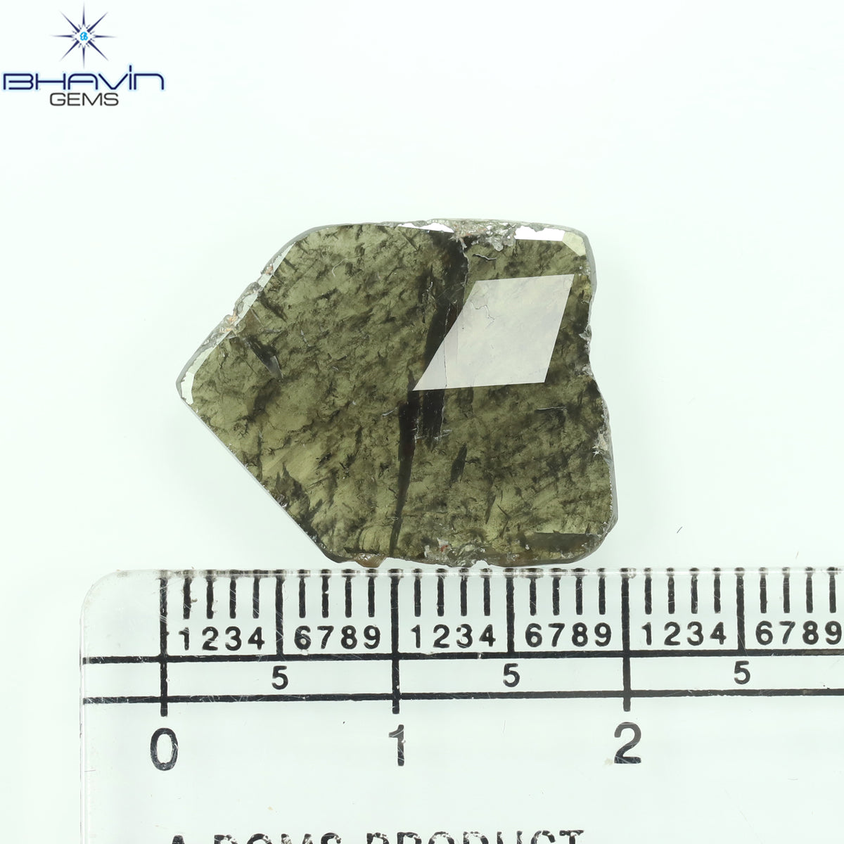 5.36 CT スライス シェイプ ナチュラル ダイヤモンド グレーがかったグリーン カラー I3 クラリティ (18.67 MM)