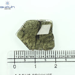 5.36 CT Slice Shape Natural Diamond Greyish Green Color I3 Clarity (18.67 MM)