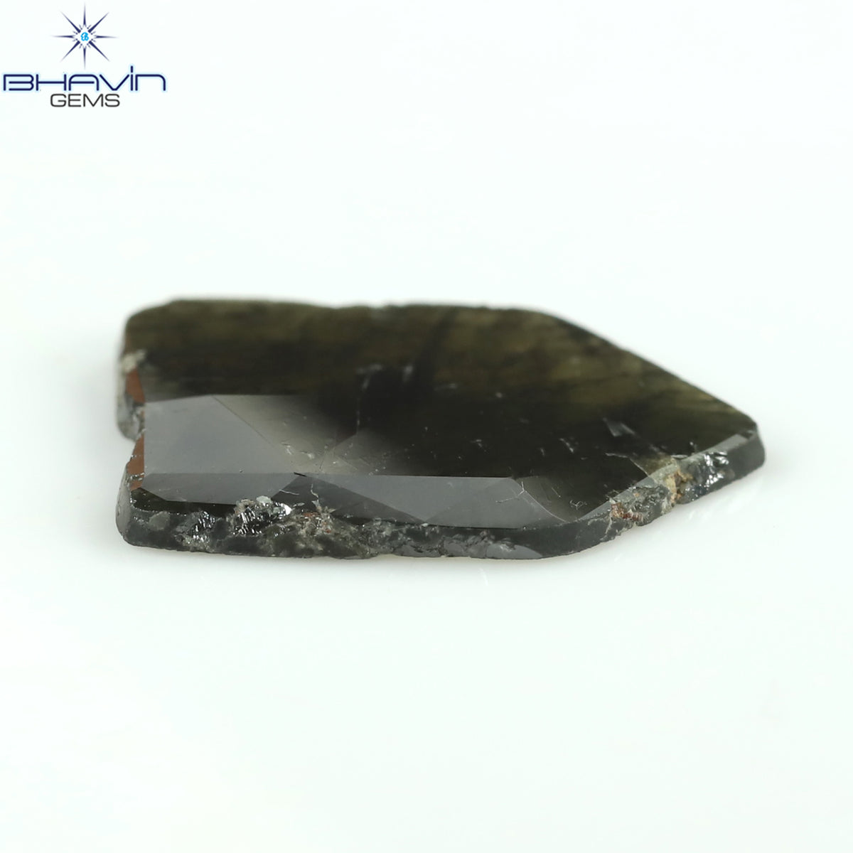5.36 CT スライス シェイプ ナチュラル ダイヤモンド グレーがかったグリーン カラー I3 クラリティ (18.67 MM)