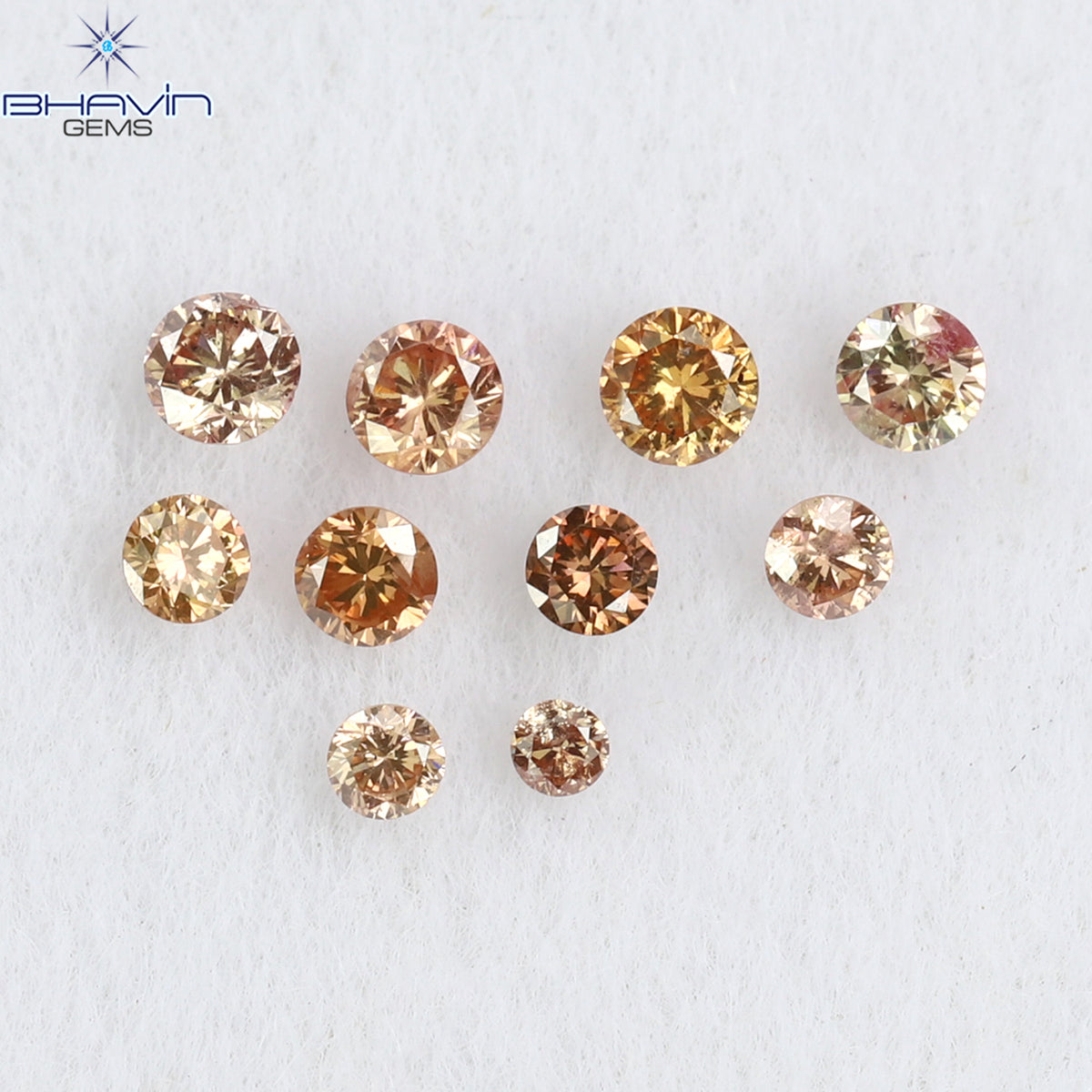 0.18 CT/10 個 ラウンド シェイプ ナチュラル ルース ダイヤモンド ピンク カラー SI クラリティ (1.90 MM)