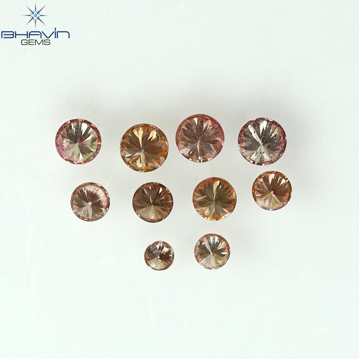 0.18 CT/10 個 ラウンド シェイプ ナチュラル ルース ダイヤモンド ピンク カラー SI クラリティ (1.90 MM)