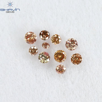 0.18 CT/10 個 ラウンド シェイプ ナチュラル ルース ダイヤモンド ピンク カラー SI クラリティ (1.90 MM)