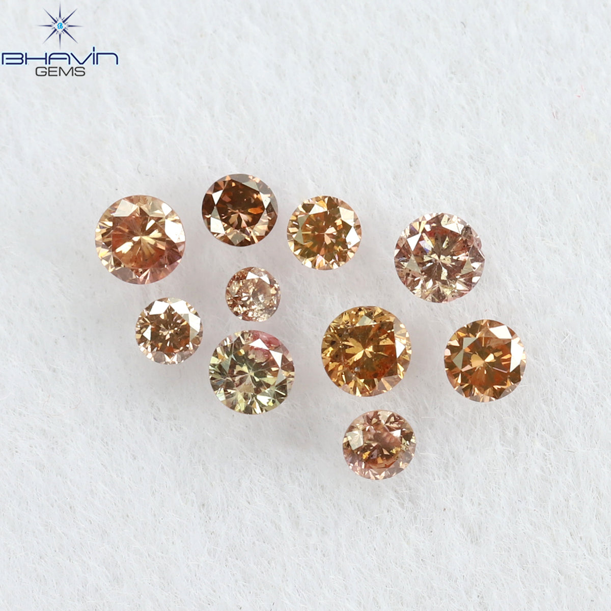0.18 CT/10 個 ラウンド シェイプ ナチュラル ルース ダイヤモンド ピンク カラー SI クラリティ (1.90 MM)