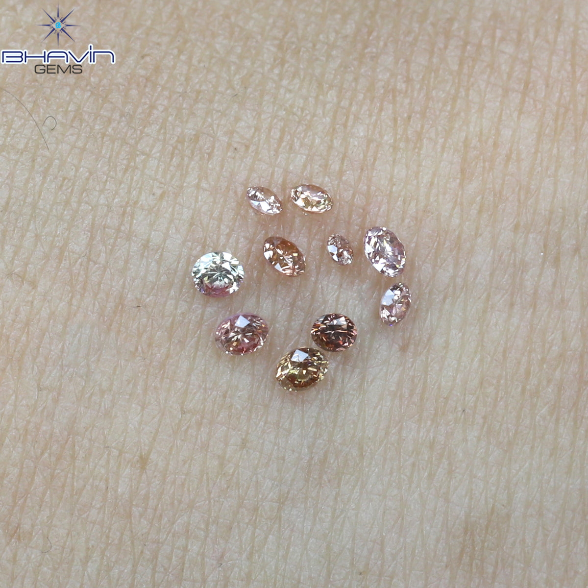 0.18 CT/10 個 ラウンド シェイプ ナチュラル ルース ダイヤモンド ピンク カラー SI クラリティ (1.90 MM)