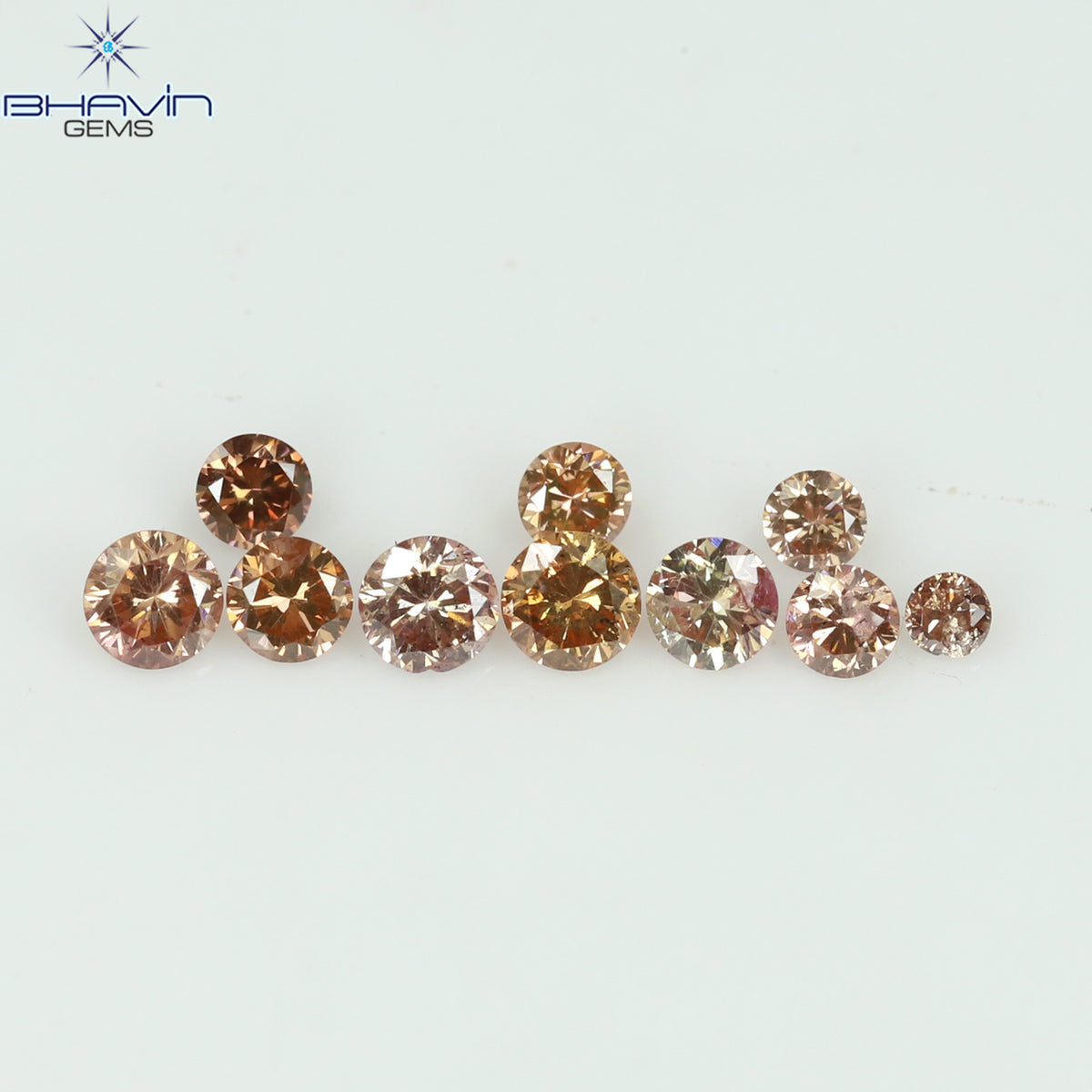 0.18 CT/10 個 ラウンド シェイプ ナチュラル ルース ダイヤモンド ピンク カラー SI クラリティ (1.90 MM)