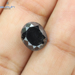 3.19 CT, Oval Shape Natural Loose Diamond Tited Black Color, Clarity I3 (9.32 MM)