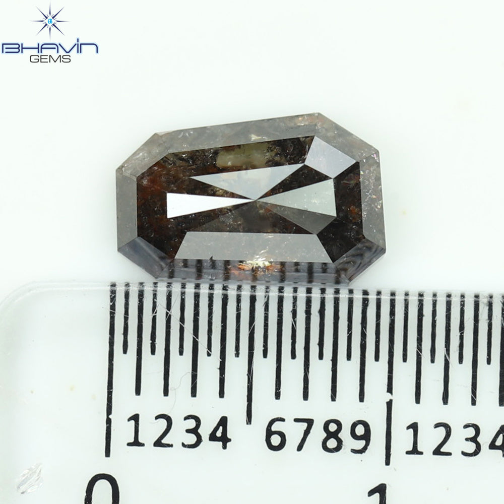 2.28 CT、シールド シェイプ ソルト アンド ペッパー カラー ダイヤモンド ナチュラル ルース ダイヤモンド、カラー I3、( 8.10 MM)