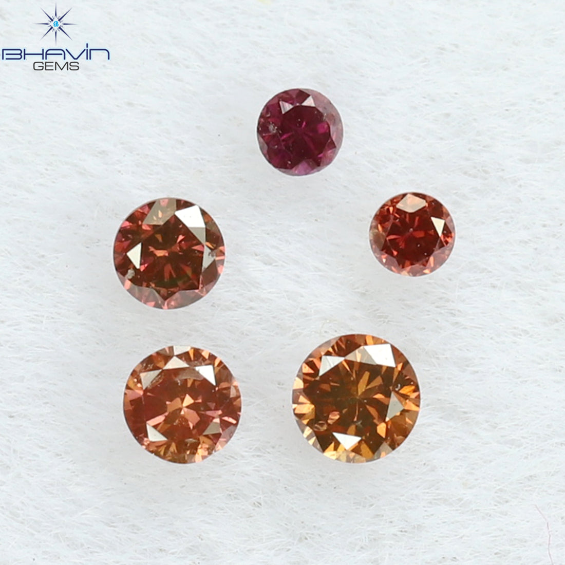 0.09 CT/5 Pcs Natural Round Diamond Enhanced Pink Color Clarity SI (1.80 MM)