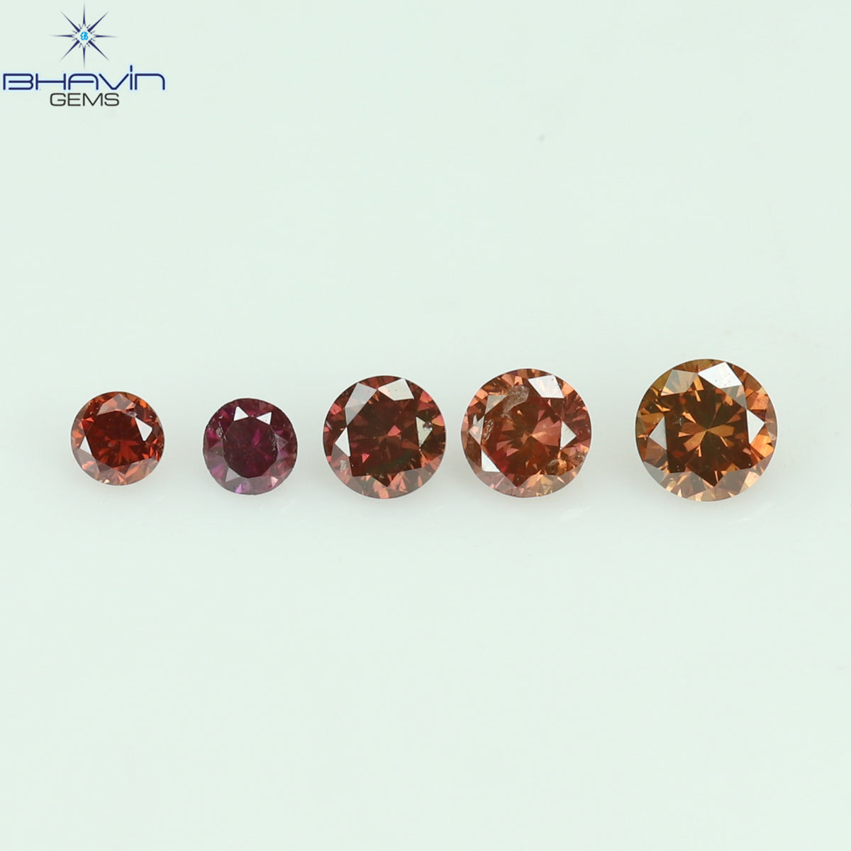 0.09 CT/5 Pcs Natural Round Diamond Enhanced Pink Color Clarity SI (1.80 MM)