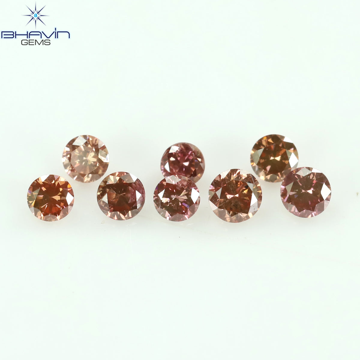 0.16 CT/8 Pcs Natural Round Diamond Enhanced Pink Color Clarity SI (1.75 MM)