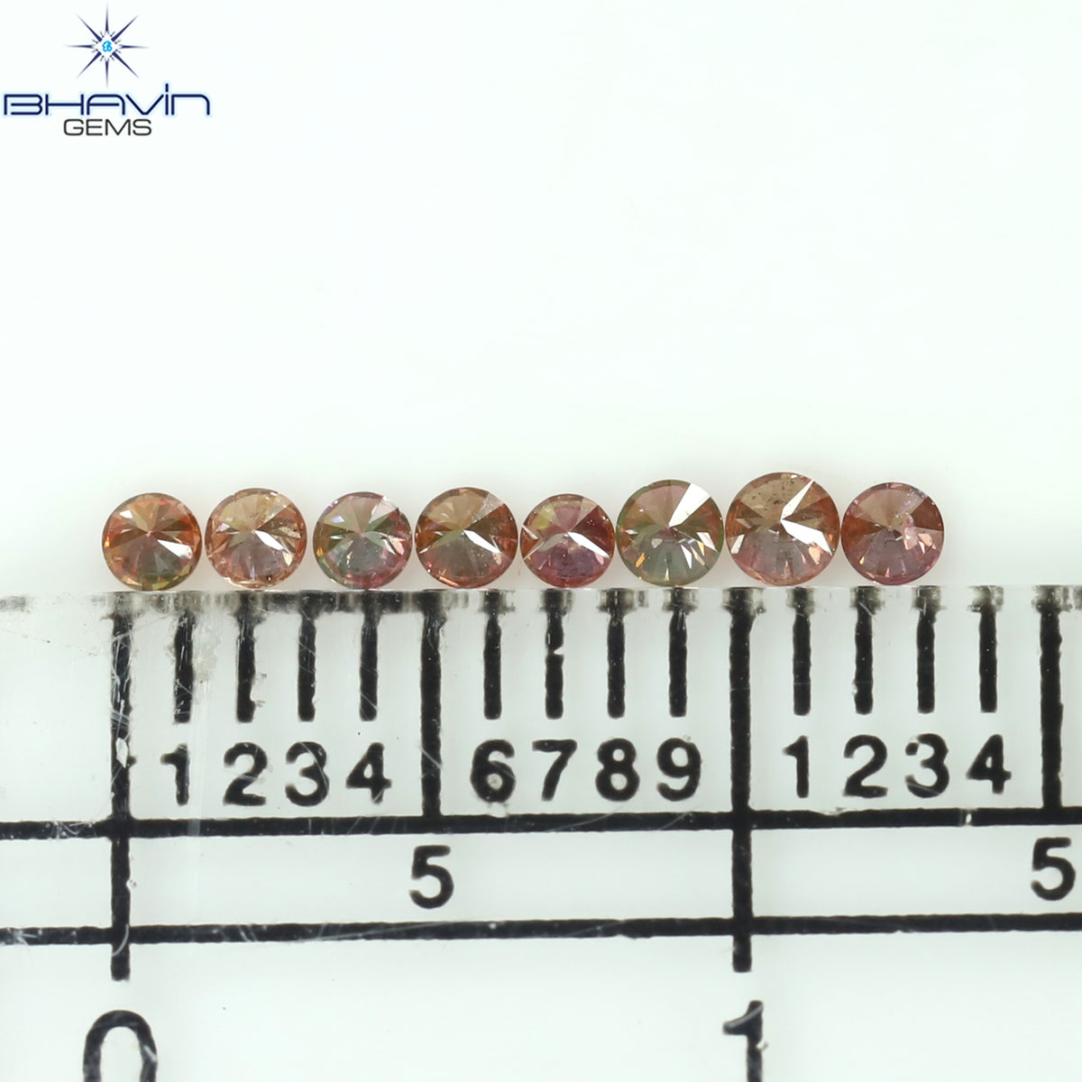 0.16 CT/8 Pcs Natural Round Diamond Enhanced Pink Color Clarity SI (1.75 MM)