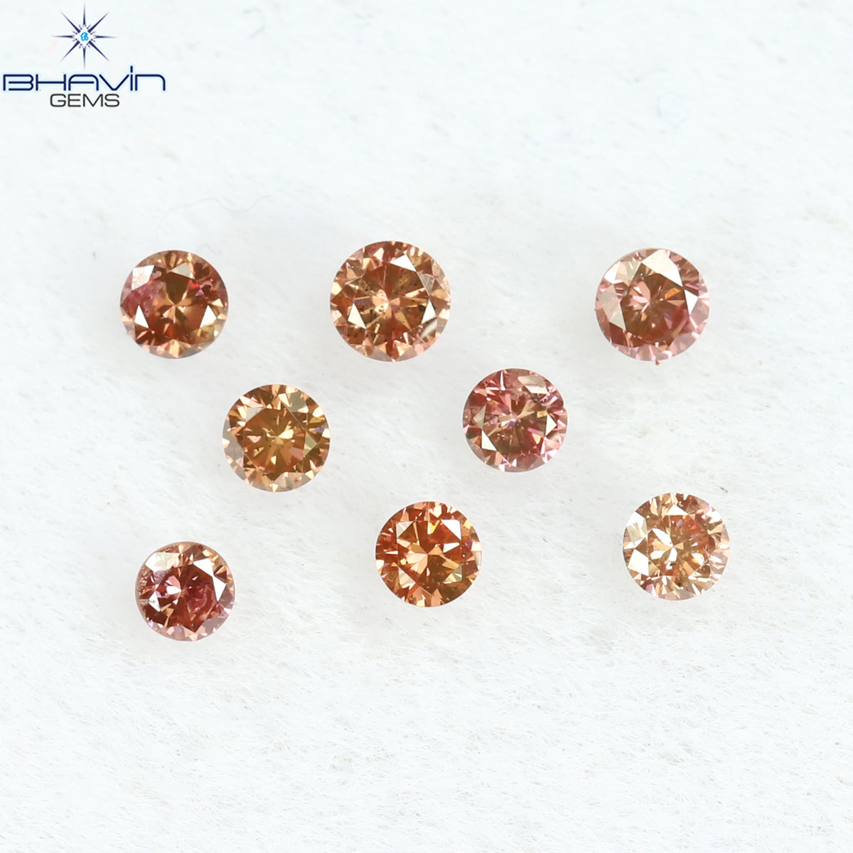 0.16 CT/8 Pcs Natural Round Diamond Enhanced Pink Color Clarity SI (1.75 MM)