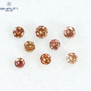 0.16 CT/8 Pcs Natural Round Diamond Enhanced Pink Color Clarity SI (1.75 MM)