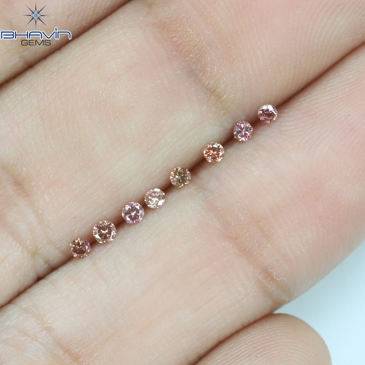 0.16 CT/8 Pcs Natural Round Diamond Enhanced Pink Color Clarity SI (1.75 MM)