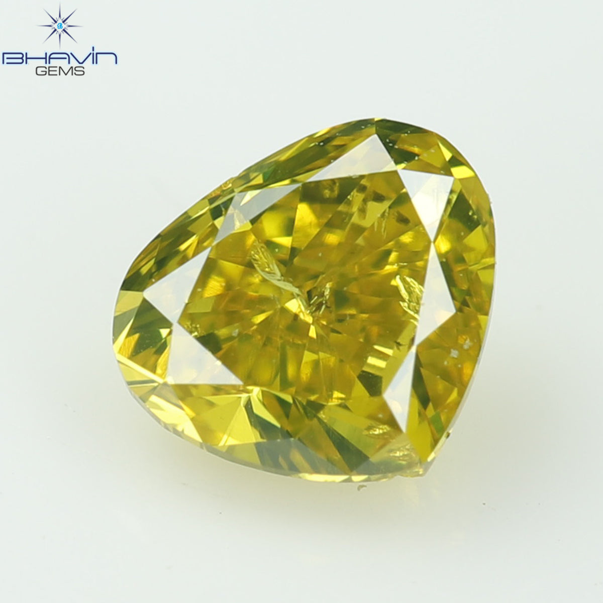 0.22 CT Heart Natural Diamond Enhanced Yellow Color Clarity SI (3.79 MM)