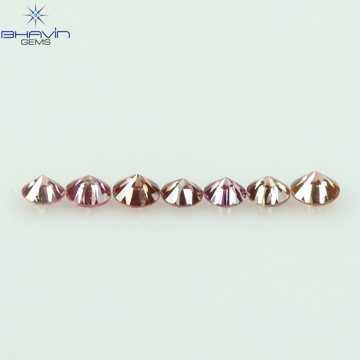0.08 CT/7 個ラウンド シェイプ ナチュラル ルース ダイヤモンド ピンク色 VS-SI クラリティ (1.50 MM)