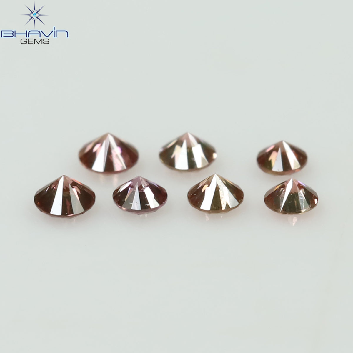 0.08 CT/7 Pcs Natural Round Diamond Enhanced Pink Color Clarity SI (1.50 MM)