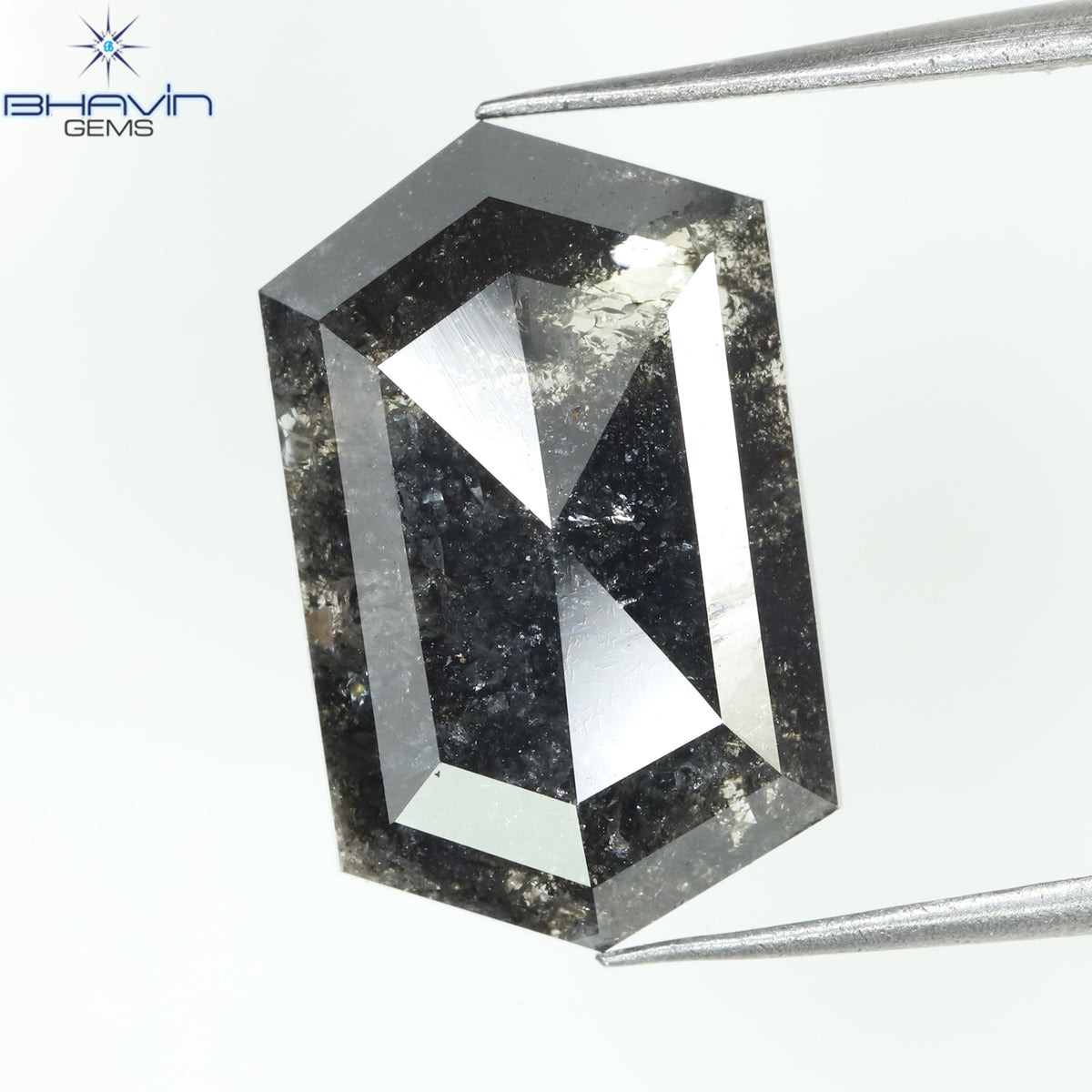 4.72 CT 六角形ダイヤモンド ソルト＆ペッパーカラー 天然ダイヤモンド クラリティ I3