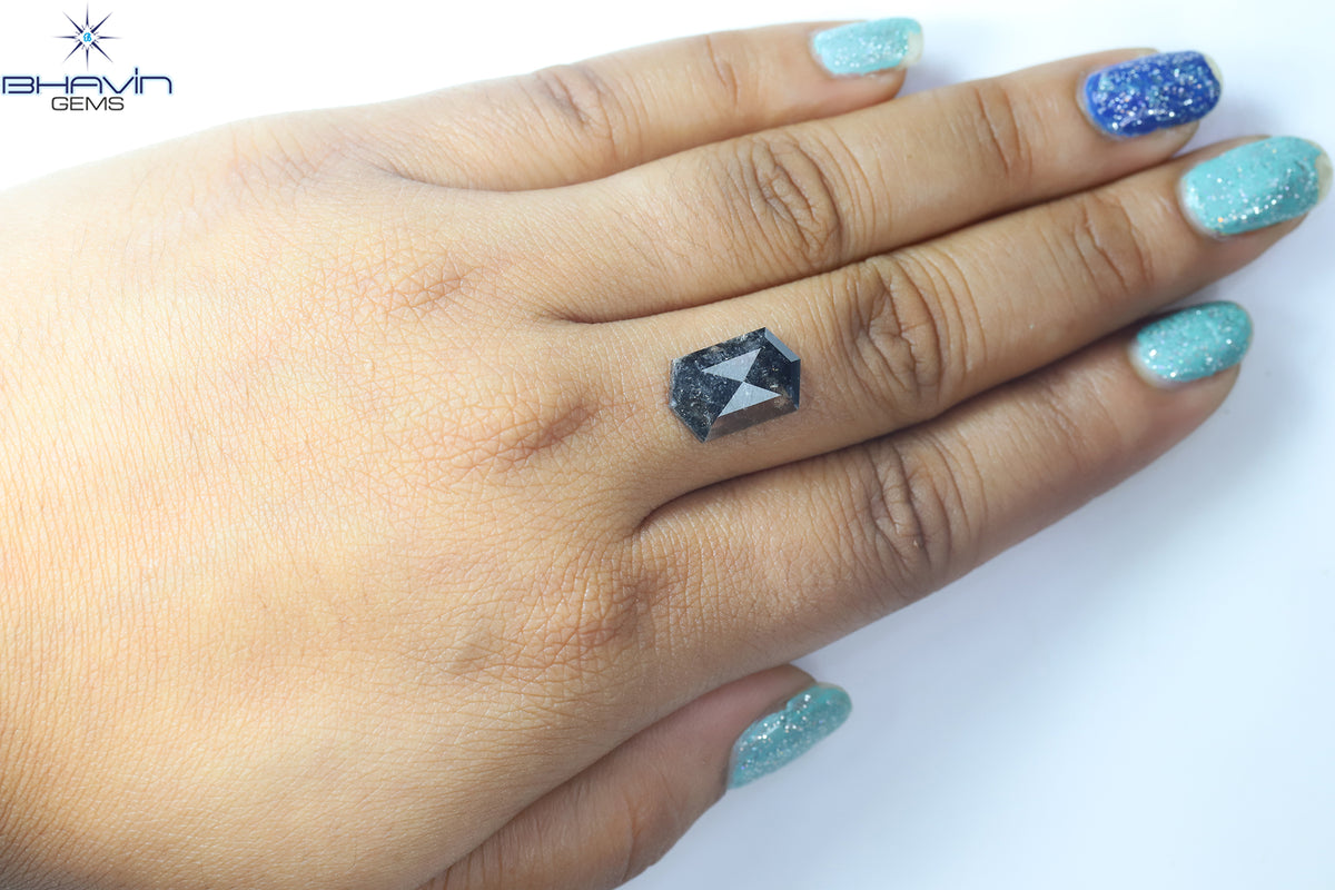 4.72 CT 六角形ダイヤモンド ソルト＆ペッパーカラー 天然ダイヤモンド クラリティ I3