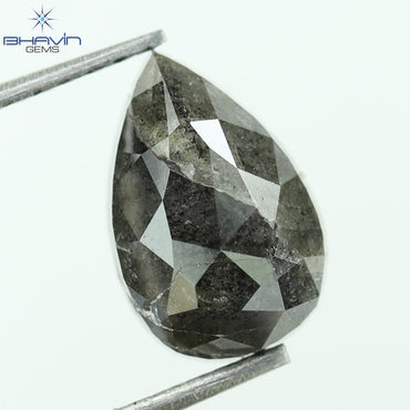 2.17 CT, Pear Shape Natural Loose Diamond Salt and Pepper Black Color, Clarity I3,(9.64 MM)