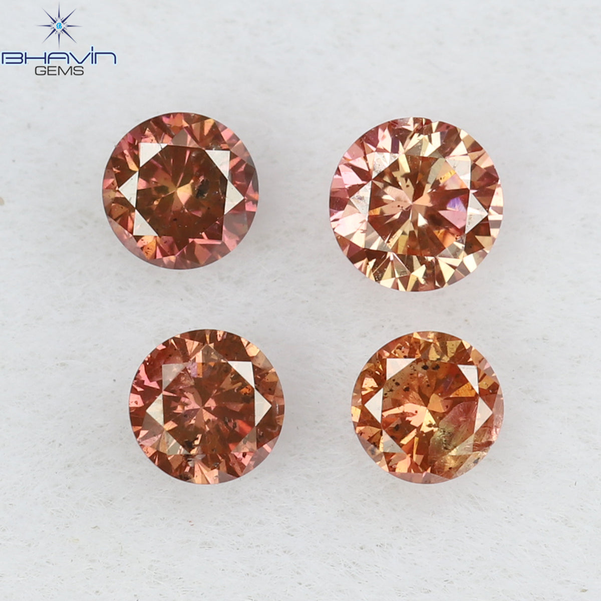 0.22 CT/4 Pcs Natural Round Diamond Enhanced Pink Color Clarity SI (2.60 MM)