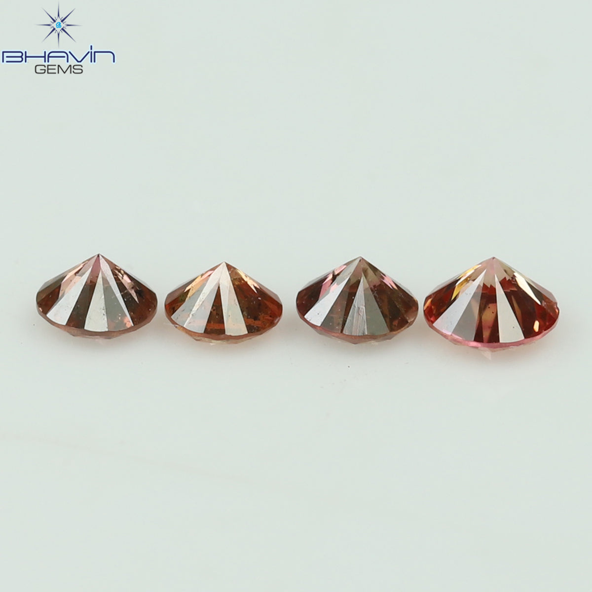 0.22 CT/4 Pcs Natural Round Diamond Enhanced Pink Color Clarity SI (2.60 MM)