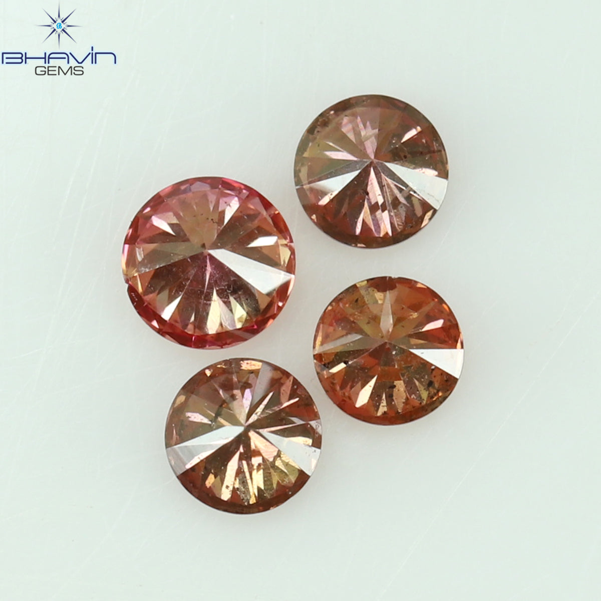 0.22 CT/4 Pcs Natural Round Diamond Enhanced Pink Color Clarity SI (2.60 MM)