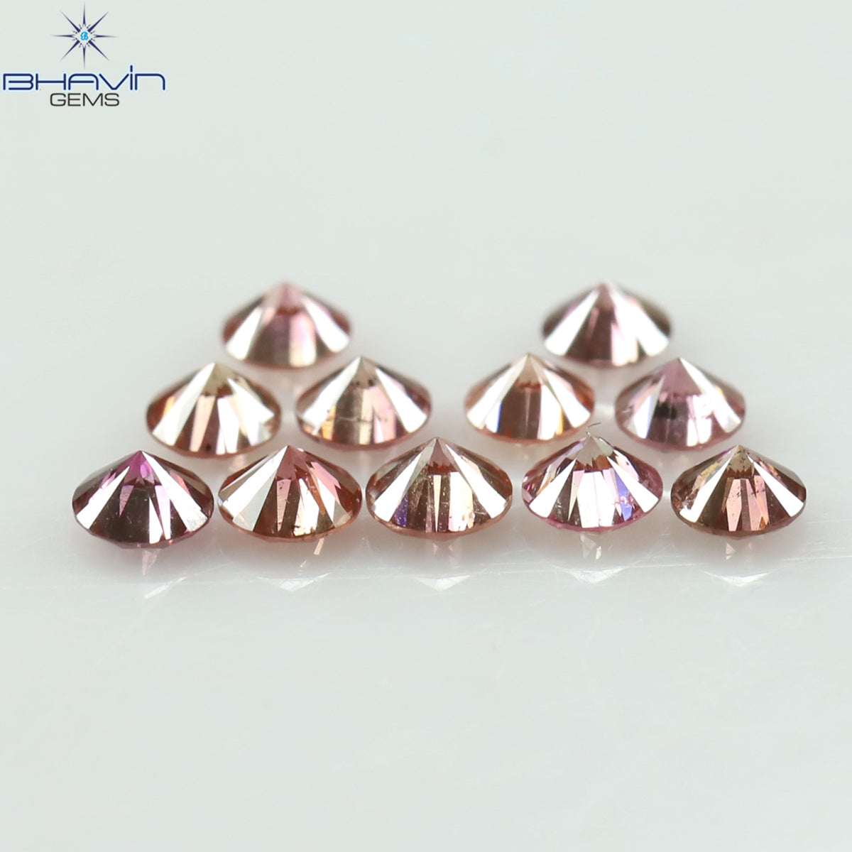 0.39 CT/11 Pcs Natural Round Diamond Enhanced Pink Color Clarity SI (2.25 MM)