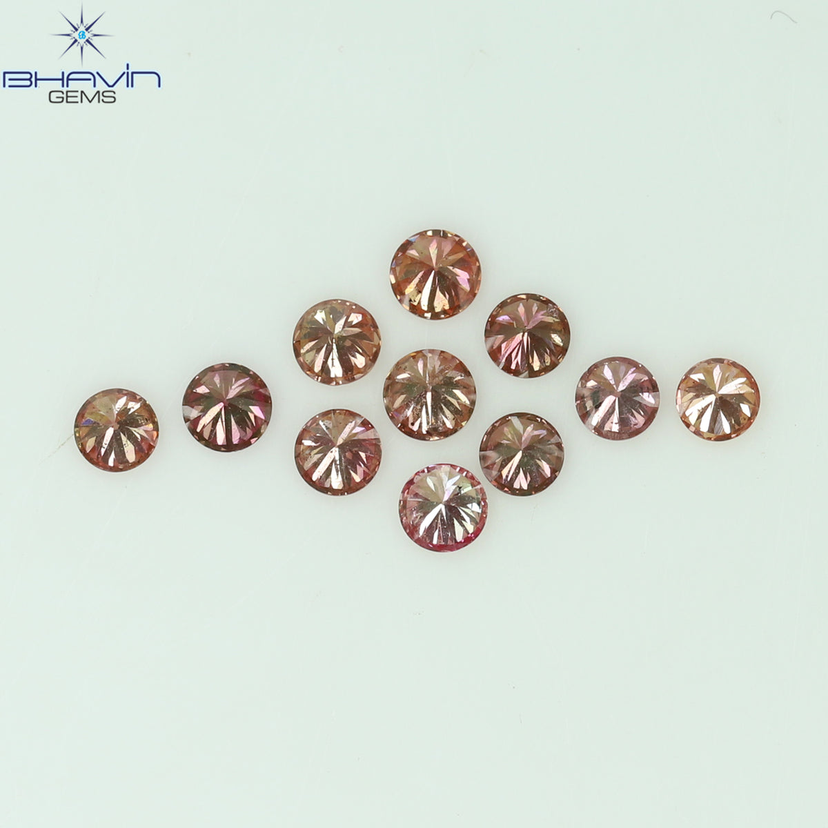 0.39 CT/11 Pcs Natural Round Diamond Enhanced Pink Color Clarity SI (2.25 MM)
