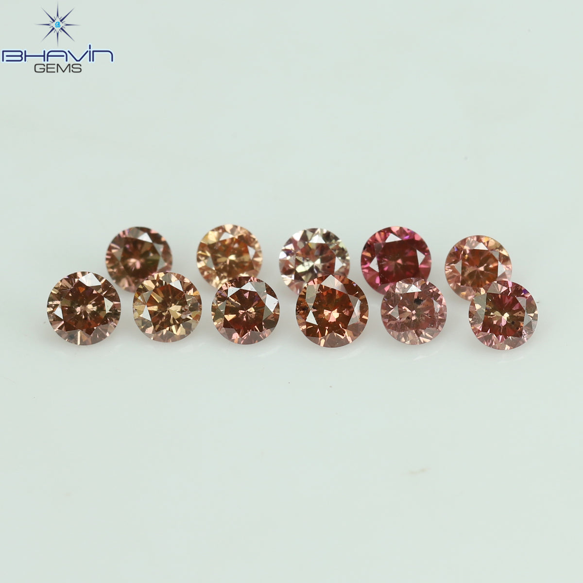 0.39 CT/11 Pcs Natural Round Diamond Enhanced Pink Color Clarity SI (2.25 MM)