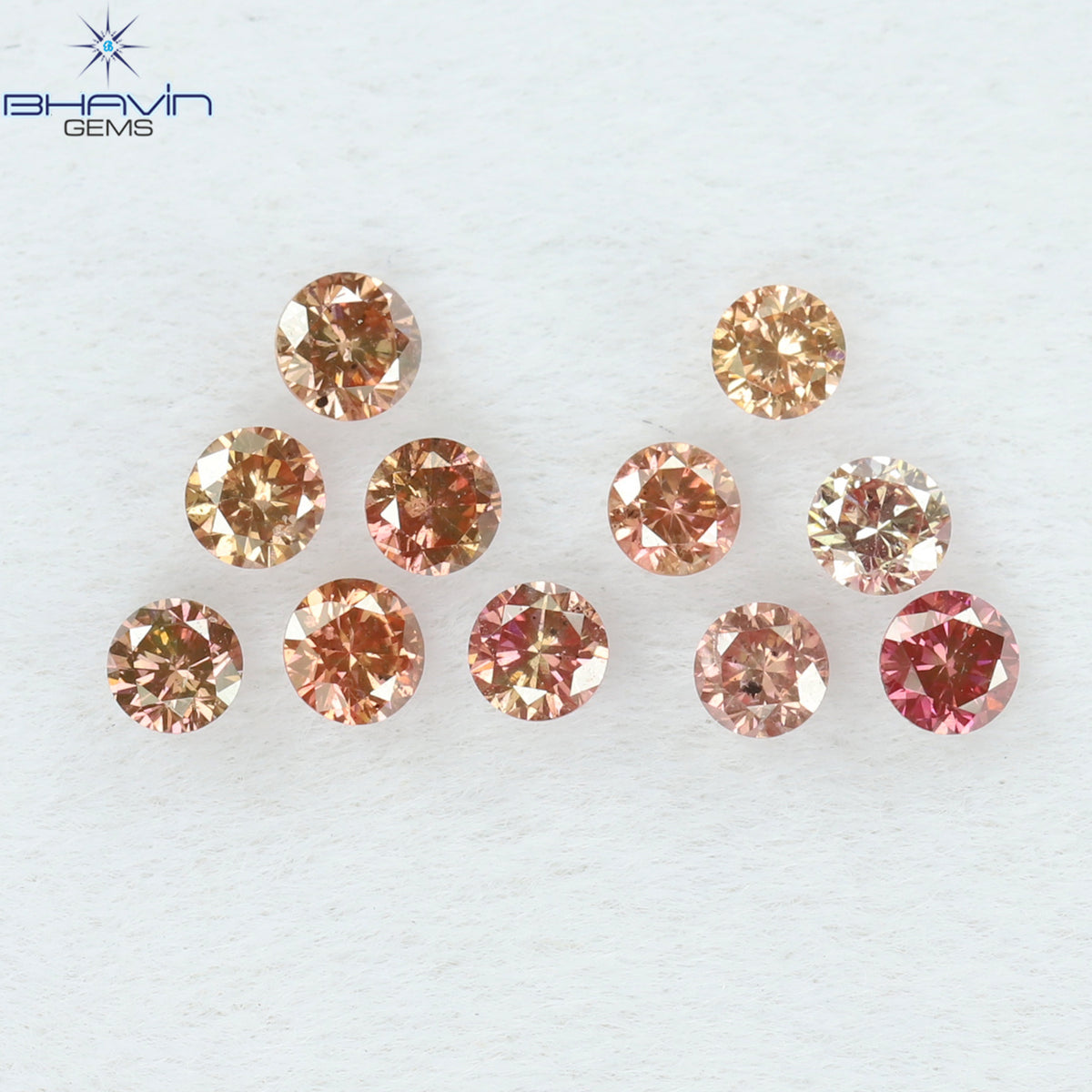 0.39 CT/11 Pcs Natural Round Diamond Enhanced Pink Color Clarity SI (2.25 MM)