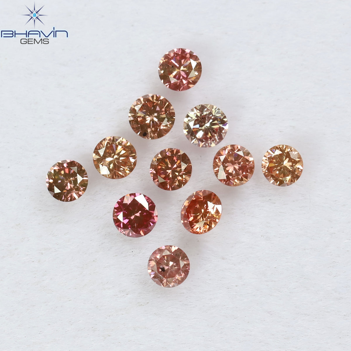 0.39 CT/11 Pcs Natural Round Diamond Enhanced Pink Color Clarity SI (2.25 MM)
