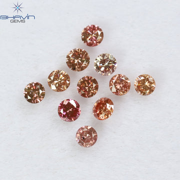0.39 CT/11 Pcs Natural Round Diamond Enhanced Pink Color Clarity SI (2.25 MM)