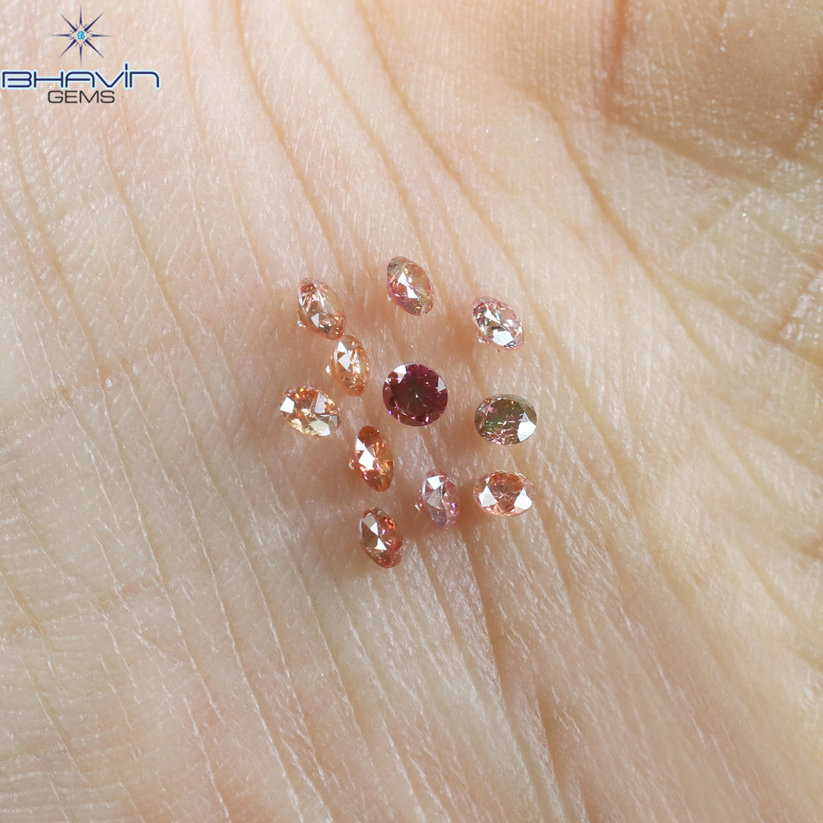 0.39 CT/11 Pcs Natural Round Diamond Enhanced Pink Color Clarity SI (2.25 MM)