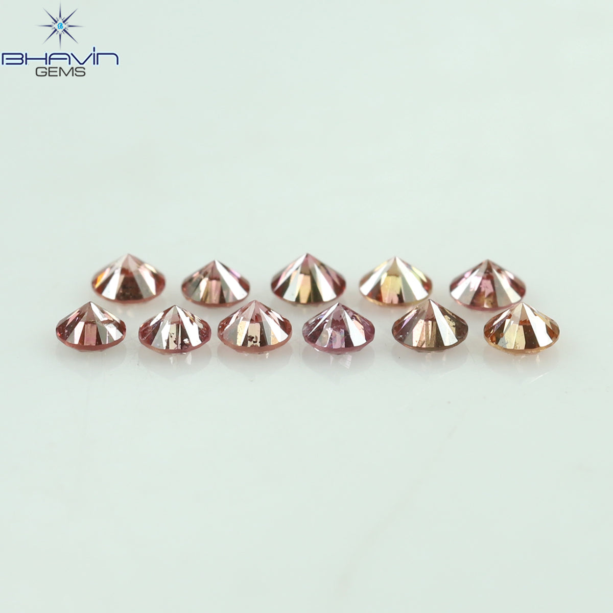0.22 CT/11 Pcs Natural Round Diamond Enhanced Pink Color Clarity SI (1.75 MM)