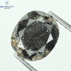 1.56 CT, 0val Shape, Black Gray (Salt And Pepper)Color Loose Diamond, Clarity I3