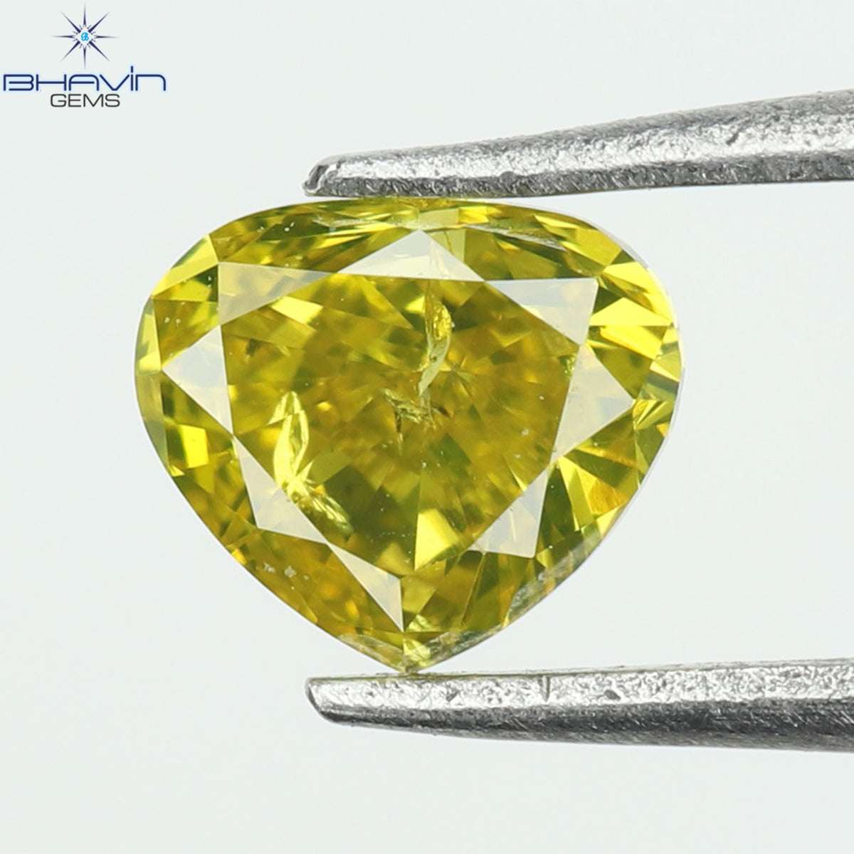 0.22 CT Heart Natural Diamond Enhanced Yellow Color Clarity SI (3.79 MM)