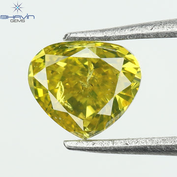 0.22 CT Heart Natural Diamond Enhanced Yellow Color Clarity SI (3.79 MM)