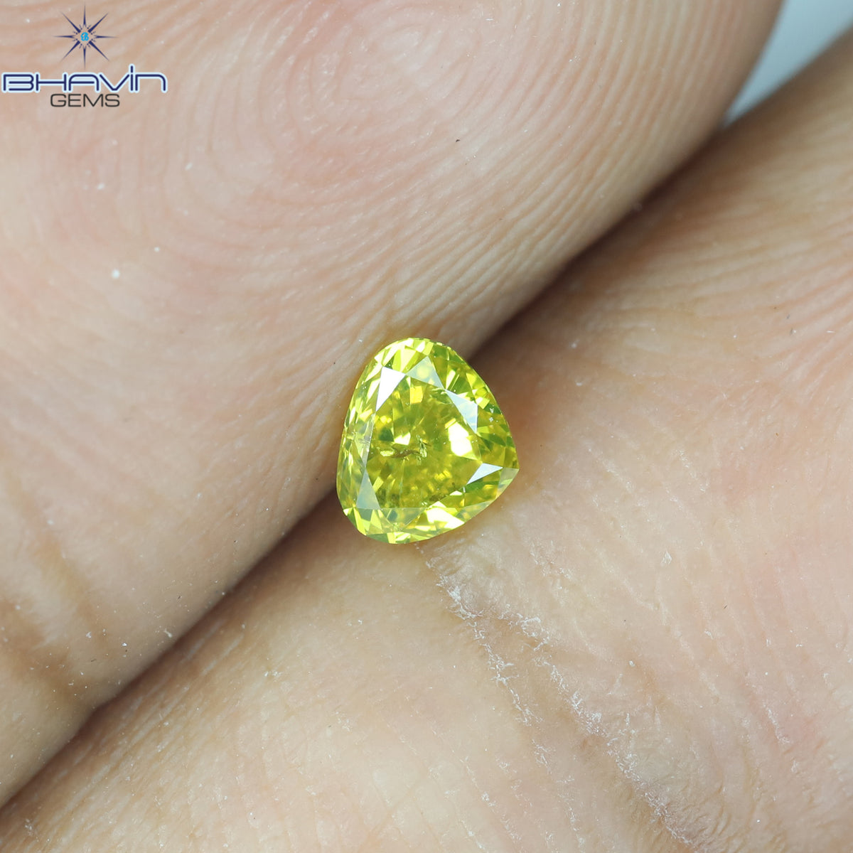 0.22 CT Heart Natural Diamond Enhanced Yellow Color Clarity SI (3.79 MM)