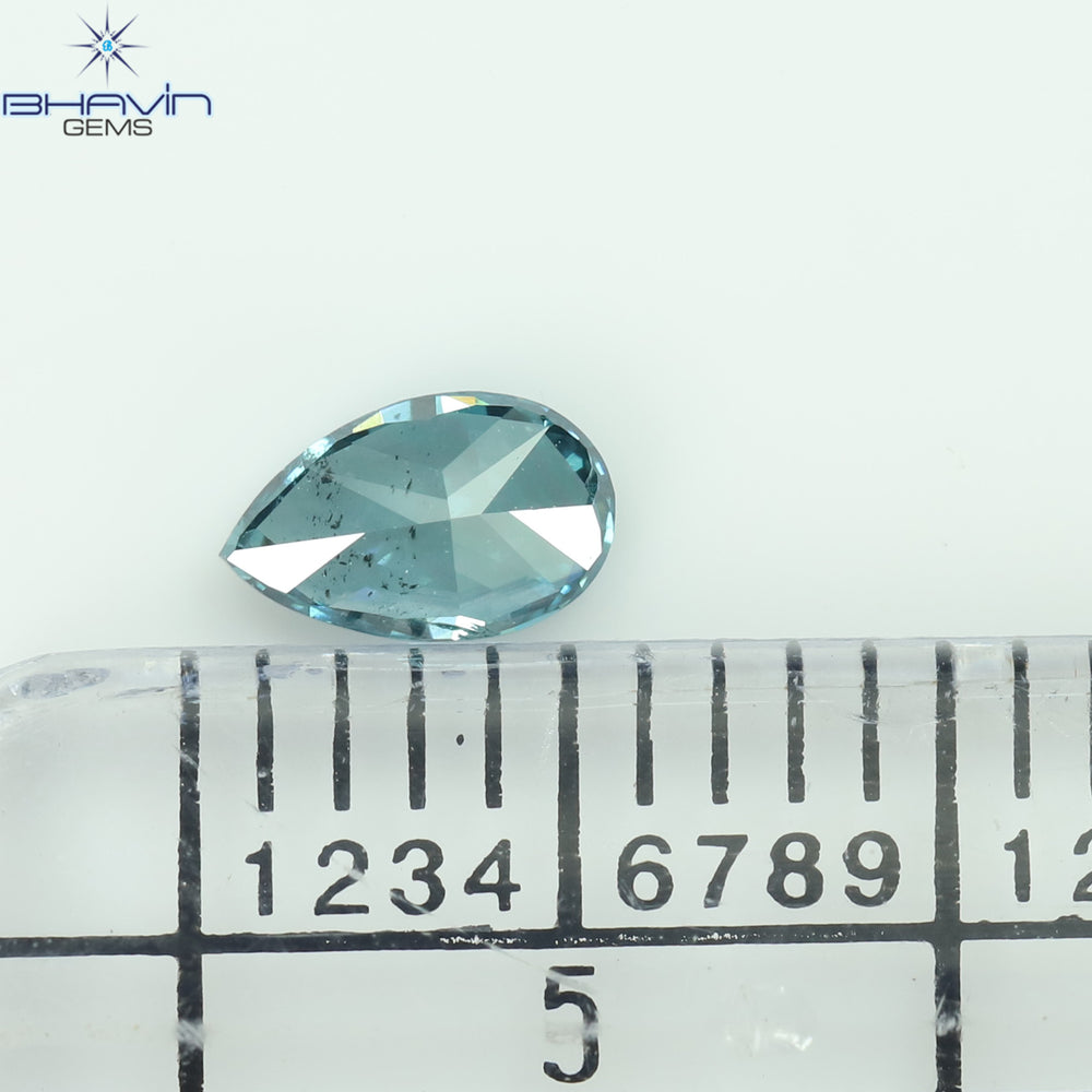 0.26 CT, Pear Diamond, Natural, Green Color, Blue Color, Clarity SI2