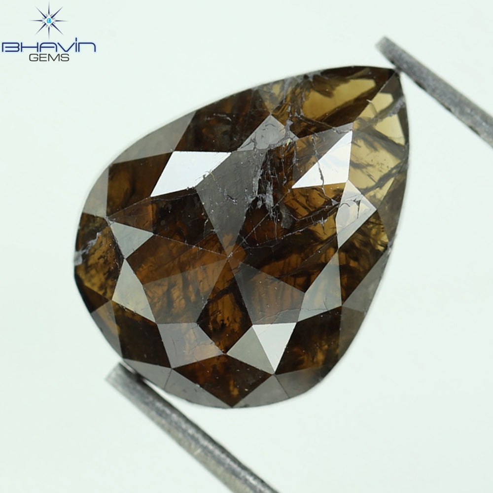 2.24 CT Pear Natural Diamond Dark Brown Color Clarity I3 (10.34 MM)