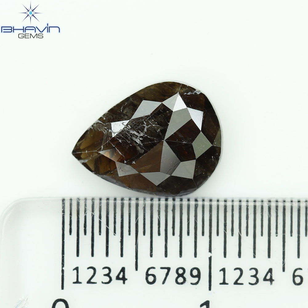 2.24 CT Pear Natural Diamond Dark Brown Color Clarity I3 (10.34 MM)
