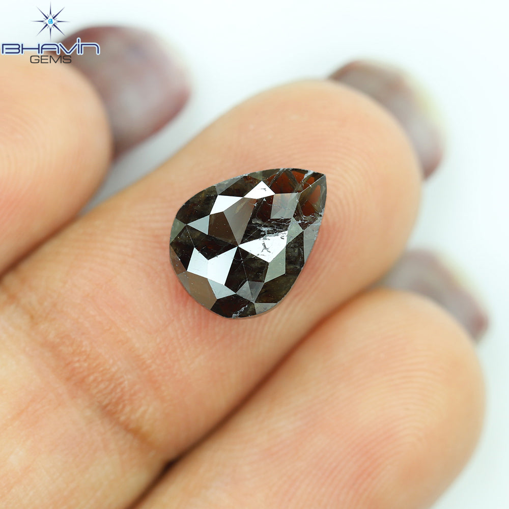 2.24 CT Pear Natural Diamond Dark Brown Color Clarity I3 (10.34 MM)
