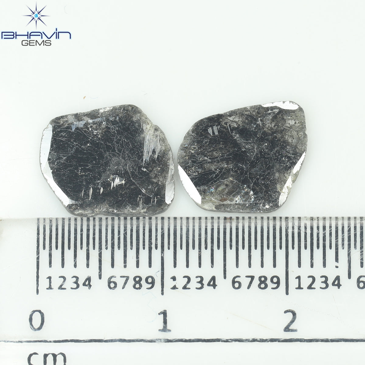 2.67 CT (2 Pcs) Slice Natural Diamond Salt And Pepper Color Clarity I3 (11.40 MM)