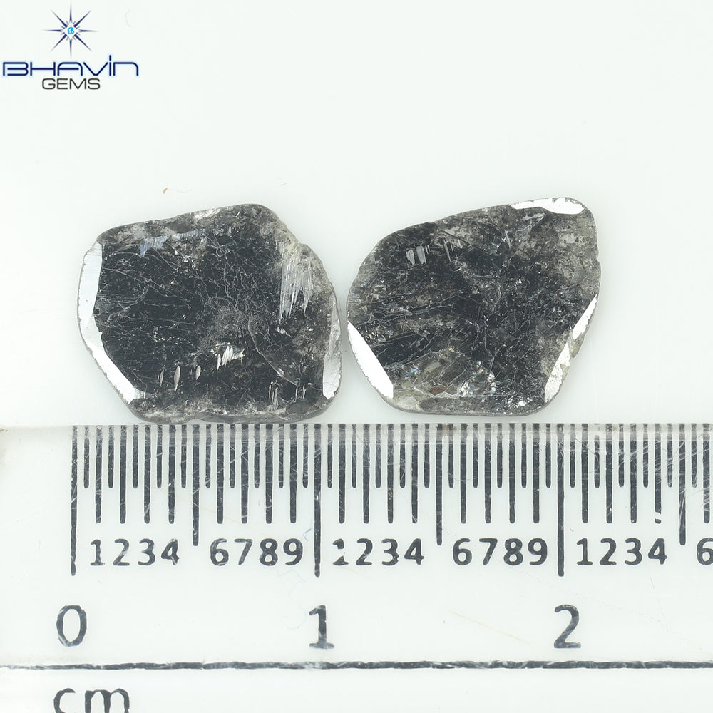 2.67 CT/2 個ミックス シェイプ ナチュラル ダイヤモンド ソルト アンド ペッパー カラー I3 クラリティ (11.40 MM)