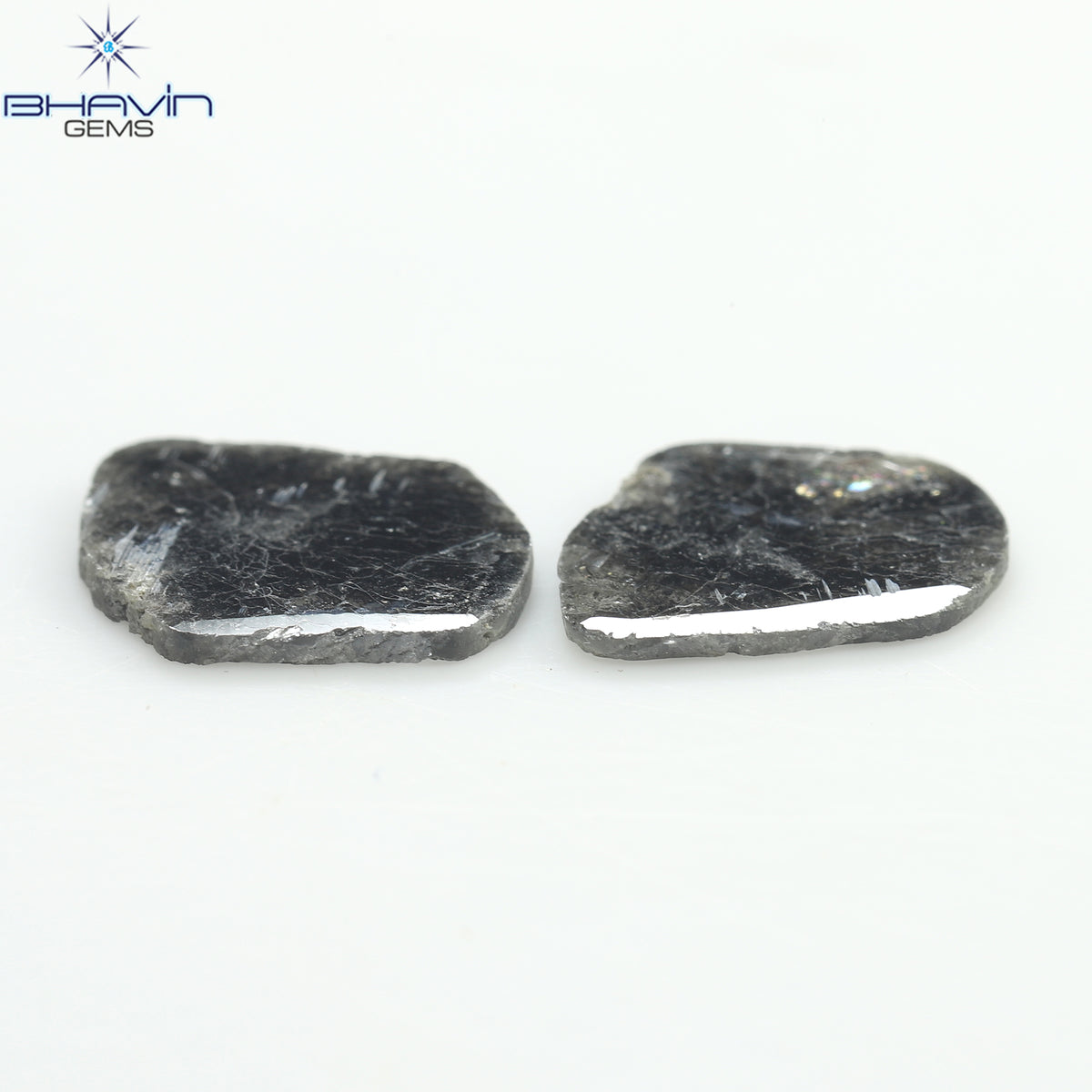 2.67 CT (2 Pcs) Slice Natural Diamond Salt And Pepper Color Clarity I3 (11.40 MM)
