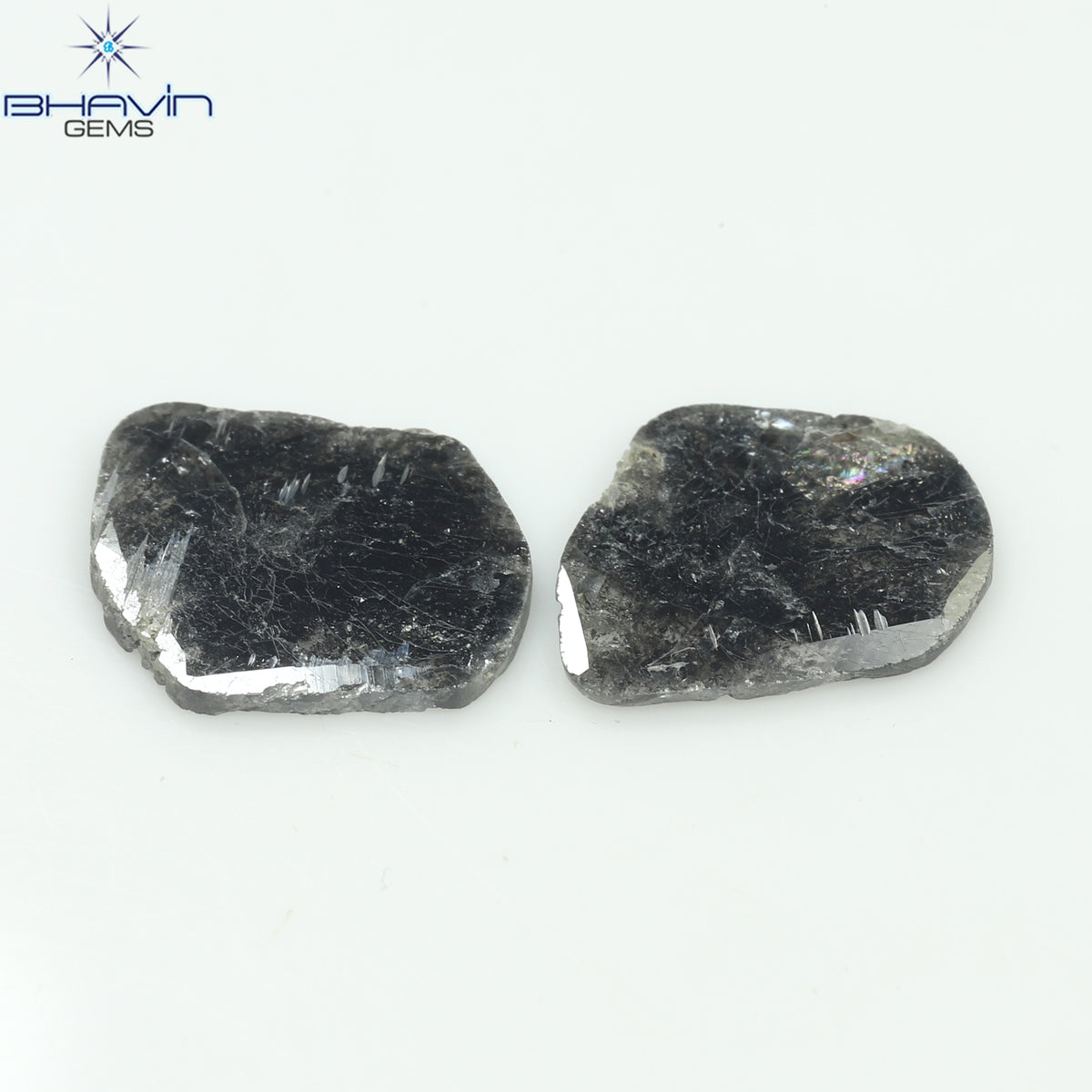 2.67 CT (2 Pcs) Slice Natural Diamond Salt And Pepper Color Clarity I3 (11.40 MM)
